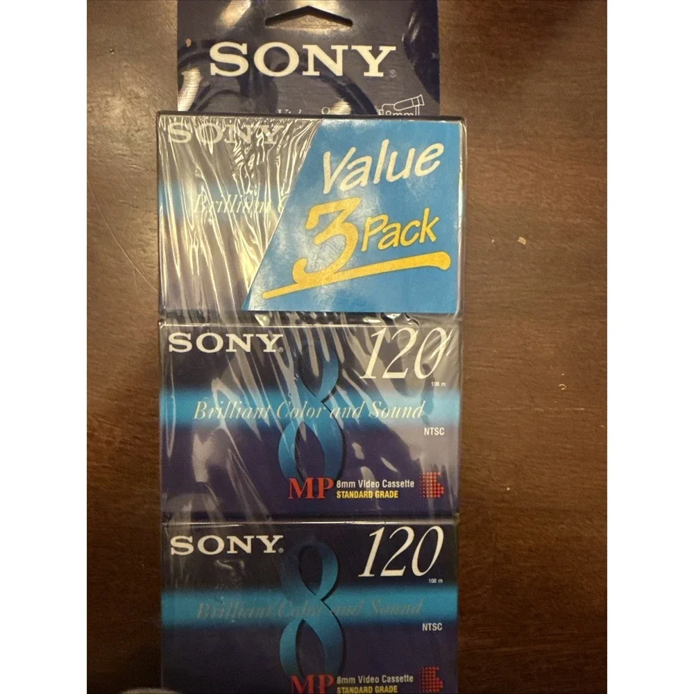 Sony MP 8mm Video Cassette Standard Grade‎ 120 3 cassettes
